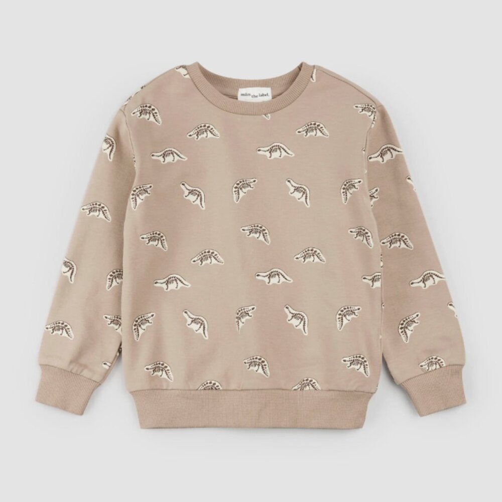Miles the Label Space Dino Fossil Print French Terry Sweatshirt - Size 3Y
